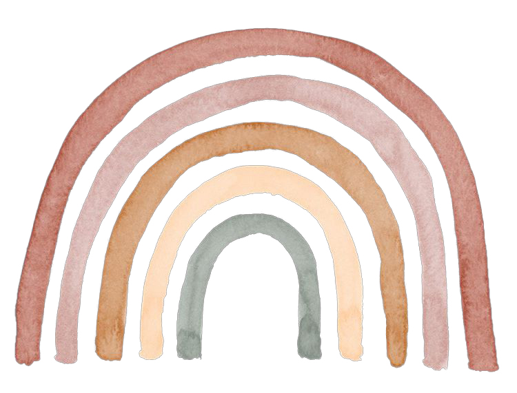 A watercolor rainbow in a bohemian color palette