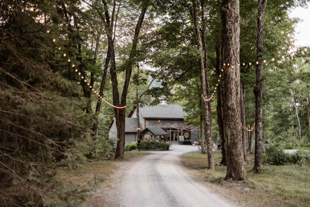 Exterior of the Carriage Barn at Roxbury Barn and Estate, a modern wedding venue in the Catskill mountains