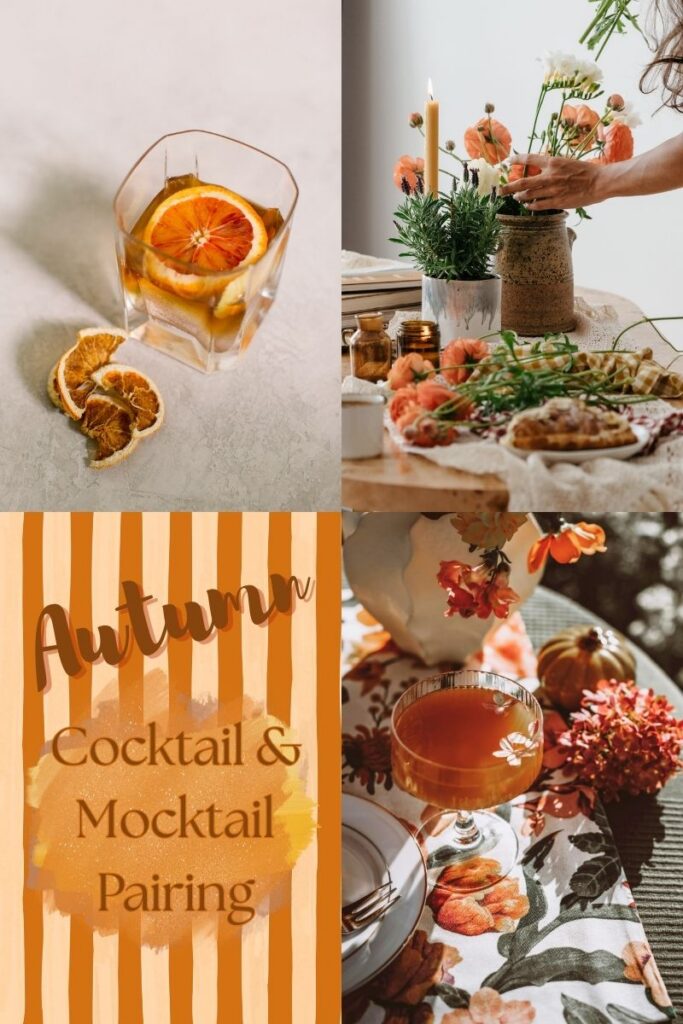 Autumn signature wedding mocktail and cocktail pairing with a focus on citrus